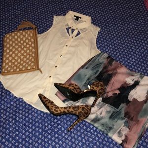 Sheer cream Forever 21 top.